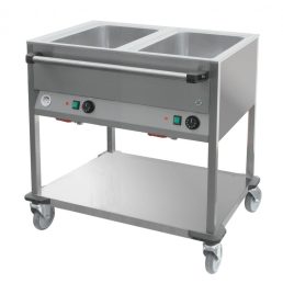   RM GASTRO BMPD 2120 Vízfűrdős melegentartó kocsi 2xGN1/1, alsó polccal, kezelőpanel a hosszú oldalon