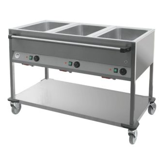   RM GASTRO BMPD 3120 Vízfűrdős melegentartó kocsi 3xGN1/1, alsó polccal, kezelőpanel a hosszú oldalon