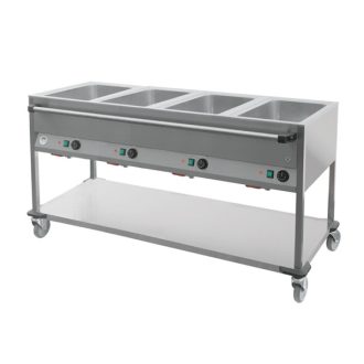   RM GASTRO BMPD 4120 Vízfűrdős melegentartó kocsi 4xGN1/1, alsó polccal, kezelőpanel a hosszú oldalon