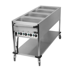   RM GASTRO BMPK 4120 Vízfűrdős melegentartó kocsi 4xGN1/1, alsó polccal, kezelőpanel a rövid oldalon