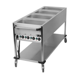   RM GASTRO BMPK 4120 Vízfűrdős melegentartó kocsi 4xGN1/1, alsó polccal, kezelőpanel a rövid oldalon