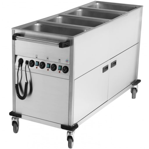 RM GASTRO BMPK 4120 CS Vízfűrdős melegentartó kocsi, fűtetlen zárt szekrénnyel, 4xGN1/1