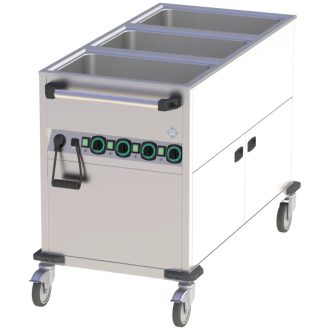   RM GASTRO BMPK 3120 CSH Vízfűrdős melegentartó kocsi, fűtött zárt szekrénnyel, 3xGN1/1