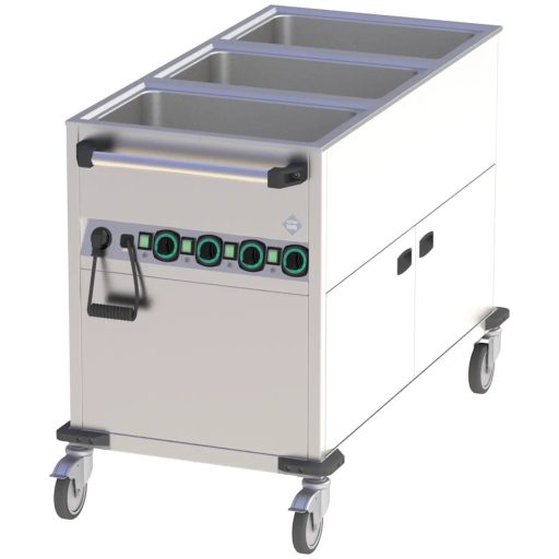 RM GASTRO BMPK 3120 CSH Vízfűrdős melegentartó kocsi, fűtött zárt szekrénnyel, 3xGN1/1