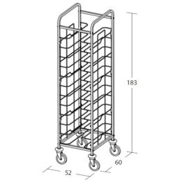   Univerzális tálcaszállító kocsi, egyoszlopos, 12 tálcához – METALCARRELLI 1472U