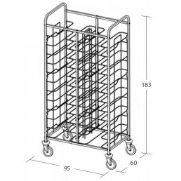   Univerzális tálcaszállító kocsi, kétoszlopos, 24 tálcához – METALCARRELLI 1477U