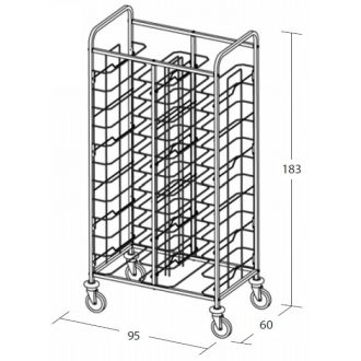   Univerzális tálcaszállító kocsi, kétoszlopos, 24 tálcához – METALCARRELLI 1477U