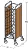 Univerzális tálcaszállító kocsi, egyoszlopos, 10 tálcához, 2 oldalon faburkolattal – METALCARRELLI 1470U-PN