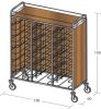 Univerzális tálcaszállító kocsi, háromoszlopos, 30 tálcához, 3 oldalon faburkolattal, felső polccal – METALCARRELLI 1481SU