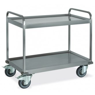   Nagy teherbírású szervizkocsi (500kg), rozsdamentes, kétszintes, 100x58cm-es mélyhúzott polclapokkal – METALCARRELLI 1570-2PV