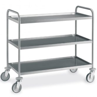   Rozsdamentes szervizkocsi, háromszintes, 150kg teherbírás, 80x50cm-es – METALCARRELLI 1405CS-F