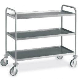   Rozsdamentes szervizkocsi, háromszintes, 150kg teherbírás, 100x60cm-es – METALCARRELLI 1407S-F