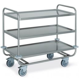   Rozsdamentes szervizkocsi, háromszintes, 200kg teherbírás, 100x50cm-es – METALCARRELLI 1405P