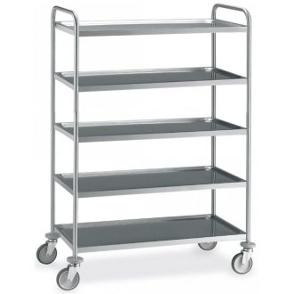   Rozsdamentes szervizkocsi, ötszintes, 120kg teherbírás, 100x60cm-es – METALCARRELLI 14025-F