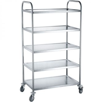   HENDI 810125 Szervizkocsi ötszintes, rozsdamentes, 83x51cm-es polclapokkal
