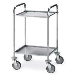   Rozsdamentes szervizkocsi, kétszintes, 60kg teherbírás, 47x44cm-es kivehető polclapokkal – METALCARRELLI 1516-F