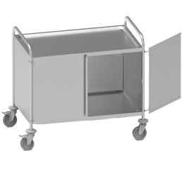   Zárt szervizkocsi, nyílóajtós, kétszintes, rozsdamentes acél kivitel – METALCARRELLI 1402S.PS