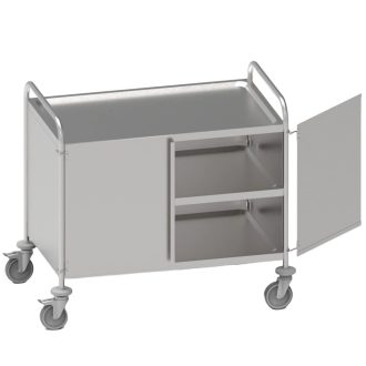   Zárt szervizkocsi, nyílóajtós, háromszintes, rozsdamentes acél kivitel – METALCARRELLI 1407S.PS