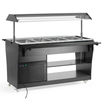   HENDI 274057 Hűtött salátabár (önkiszolgáló büfépult), 4xGN1/1, gördíthető, sziget kialakítású