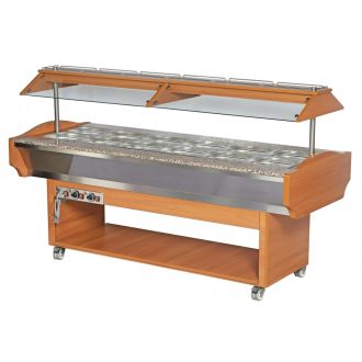   ARISCO SHBM 6 Önkiszolgáló melegen tartó büfé pult, kétoldalas kivitel, 6*GN1/1 mérettel.