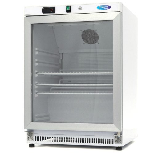Maxima R 200 WG Üvegajtós hűtőszekrény, pult alatti, festett fehér kivitel, 200 literes