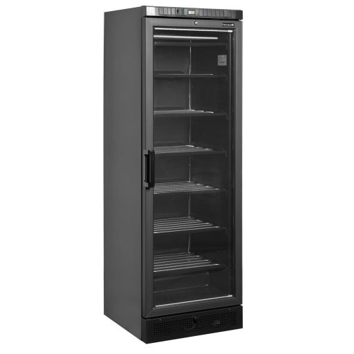 Tefcold UFSC371G BLACK Üvegajtós fagyasztóvitrin, fekete, 300/270 literes (jobbra nyiló ajtóval)