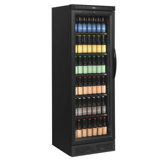   Tefcold CEV425 BLACK L/H Üvegajtós hűtővitrin, 358/345 literes, fekete, balra nyíló ajtóval
