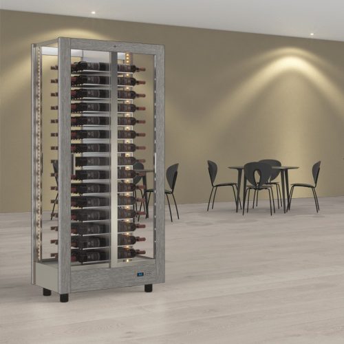Borhűtő fal panoráma üveg burkolattal, 120 fekvő palackhoz, moduláris változat – DELLA MARTA TMV-C10 + TM1-C-* +TM-CMT