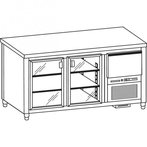 Hűtött munkaasztal 2 üvegajtó/1 fiókkal, rm.fedlappal – COLD G025-13N