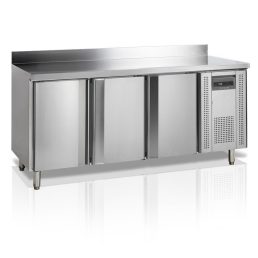   Tefcold CK7310 Hűtött munkaasztal hátsó felhajtással, GN1/1 belméret, 3 ajtós
