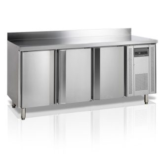   Tefcold CK7310X1SP Hűtött munkaasztal hátsó felhajtással, GN1/1 belméret, 3 ajtós