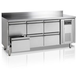   Tefcold CK7360 Hűtött munkaasztal hátsó felhajtással, GN1/1 belméret, 6 fiókkal