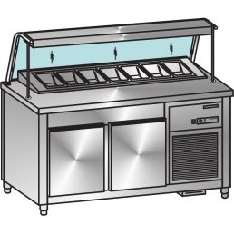   Pizzaelőkészítő hűtött munkaasztal gránit fedlappal – COLD G030-18G