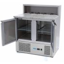 Maxima 09400200 Pizzaelőkészítő hűtött munkaasztal, kétajtós, 285 literes, beépített feltéthűtővel (5xGN1/6)