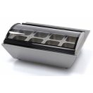 Maxima 09400870 Mini feltéthűtő vitrin, rozsdamentes, 8xGN1/6-100 edényzettel, felhajtható üveg tetővel