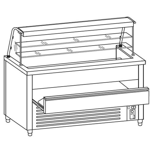 Süteményes pult rm.fedlappal, kihúzható fiókkal, 1600mm hosszú – COLD G050-16N