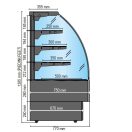 Hajlított üveges ventilációs hűtésű süteményespult 1804x770x1395 mm – Tecnodom EVO180V