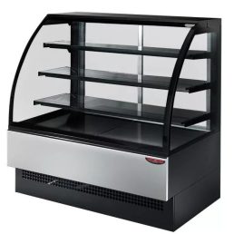   Hajlított üveges ventilációs hűtésű süteményespult 2404x770x1395 mm – Tecnodom EVO240V