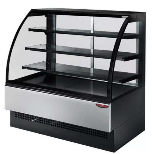 Hajlított üveges ventilációs hűtésű süteményespult 2404x770x1395 mm – Tecnodom EVO240V