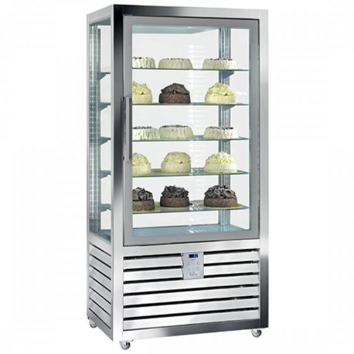 Süteményes hűtő vitrin, négy oldalon üvegezett, fix polcok, 541L "QUADRO" – SILFER QPS 600 V