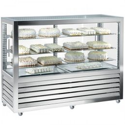   Süteményes hűtő vitrin, tolóajtós, négy oldalon üvegezett, 528L "QUADRO" – SILFER QPS 1500 V SD