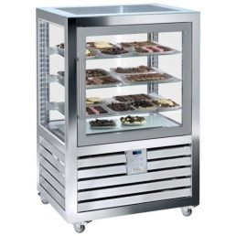   Süteményes hűtő vitrin, nyílóajtós, négy oldalon üvegezett, 264L "QUADRO" – SILFER QPS 270 V