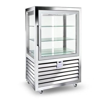   Csokoládé hűtővitrin, nyílóajtós, négy oldalon üvegezett, 425L "QUADRO" – SILFER QCC 400 V