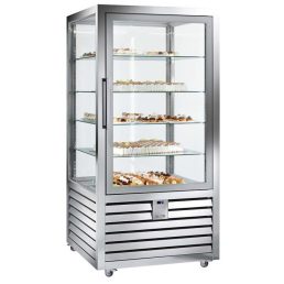   Süteményes hűtő vitrin, négy oldalon üvegezett, fix polcok, 832L "QUADRO" – SILFER QPS 800 V