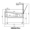 Csemegepult sík billenő üveggel, ventilációs hűtéssel, beépített aggregátorral, 1320x1155mm "VERONA" – COLD W-12 PS-k-v