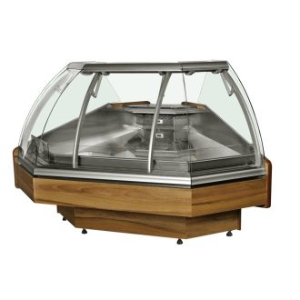   Csemegepult külső sarokelem felnyíló köríves üveggel, beépített aggregátorral, 1446x1446mm "MODENA" – COLD W-13 PVP NZ