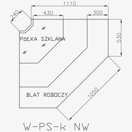   Csemegepult belső sarokelem sík üveggel, statikus hűtéssel, beépített aggregátorral, 1340x1340mm "VERONA" – COLD W-13 PS-k NW