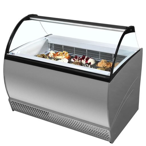 Fagylaltpult, 10 tégelyhelyes, hajlított üveggel, statikus hűtéssel "ISABELLA" – ISA ISABELLA 10LX