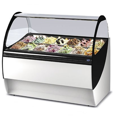 TWIST fagylaltpult 12/8 tégelyes, ventilációs hűtéssel, front és oldalpanellel.