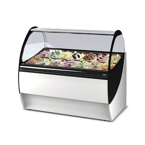 TWIST fagylaltpult 18/12 tégelyes, ventilációs hűtéssel, front és oldalpanellel.